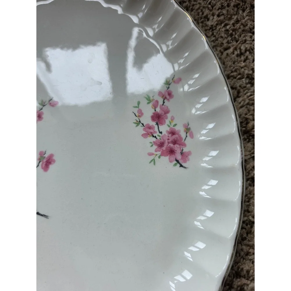 WS‎ George Bolero Oval Serving Platter Pink Cherry Blossom 22K Gold Trim Vintage